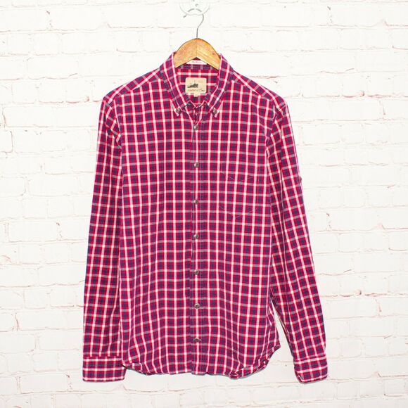 GANT Rugger Large Hugger fit Red Button up Shirt Check Cotton - Picture 1 of 6